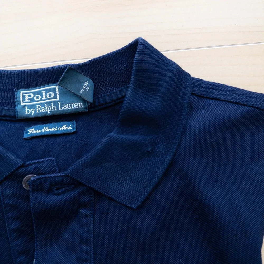 Polo Ralph Lauren Men Polo XL Navy Blue Pima Stretch Mesh Custom Fit